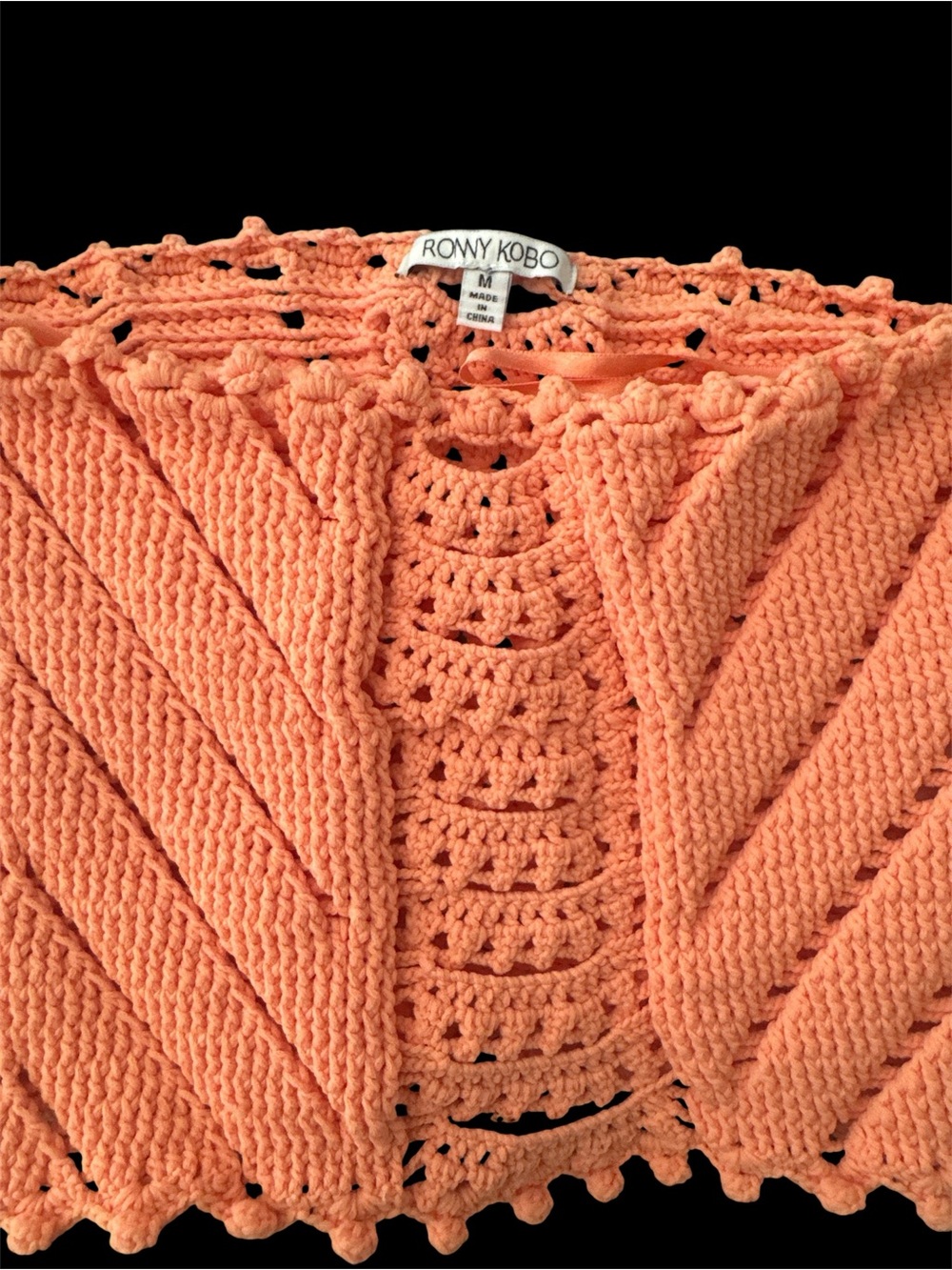 Ronny Kobo Collection Peach Crochet Crop Top